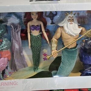 3 DOLLS- Disney Store Little Mermaid ARIEL CLASSIC DOLL Set + Furniture ❤️NEW